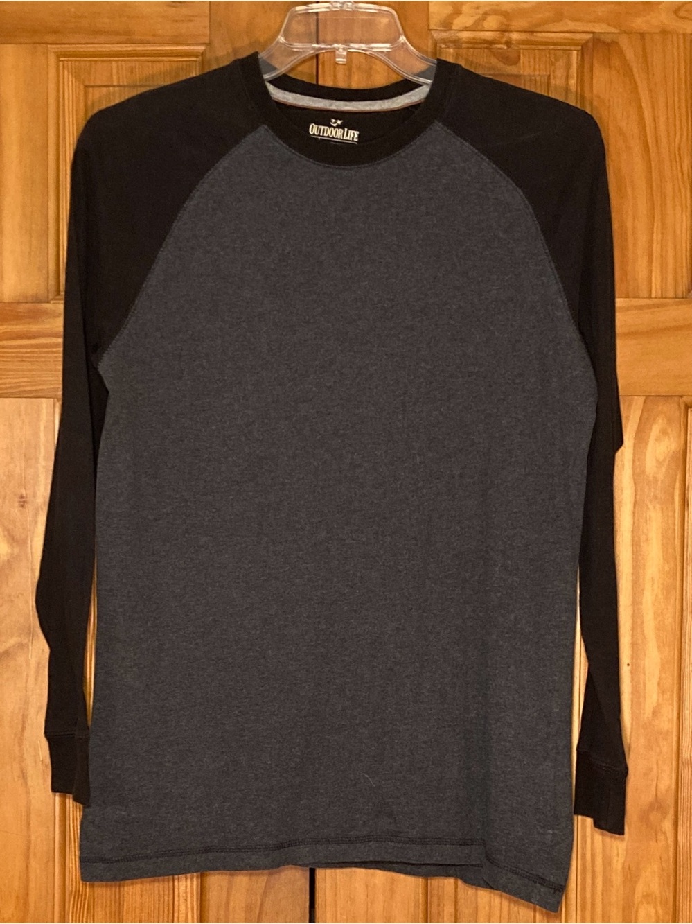EUC Outdoor Life Raglan Long Sleeve Shirt Black Gray Size M Medium